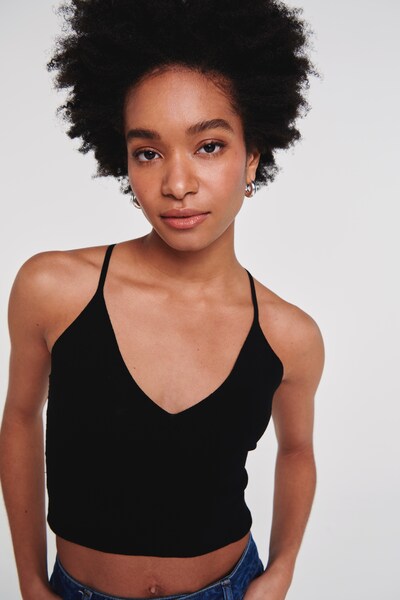 Aligne Tops en tricot en noir, Vue avec produit