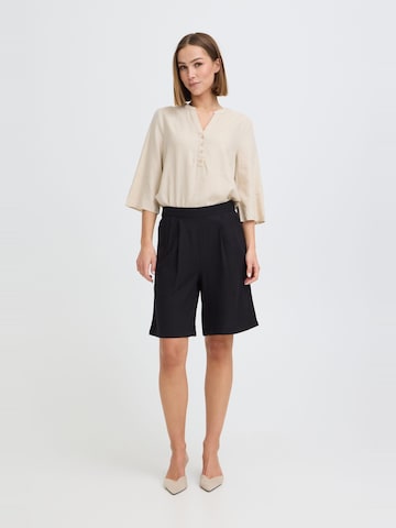 Oxmo - regular Pantalón ' OXNInna Linen Mix Bermuda ' en negro