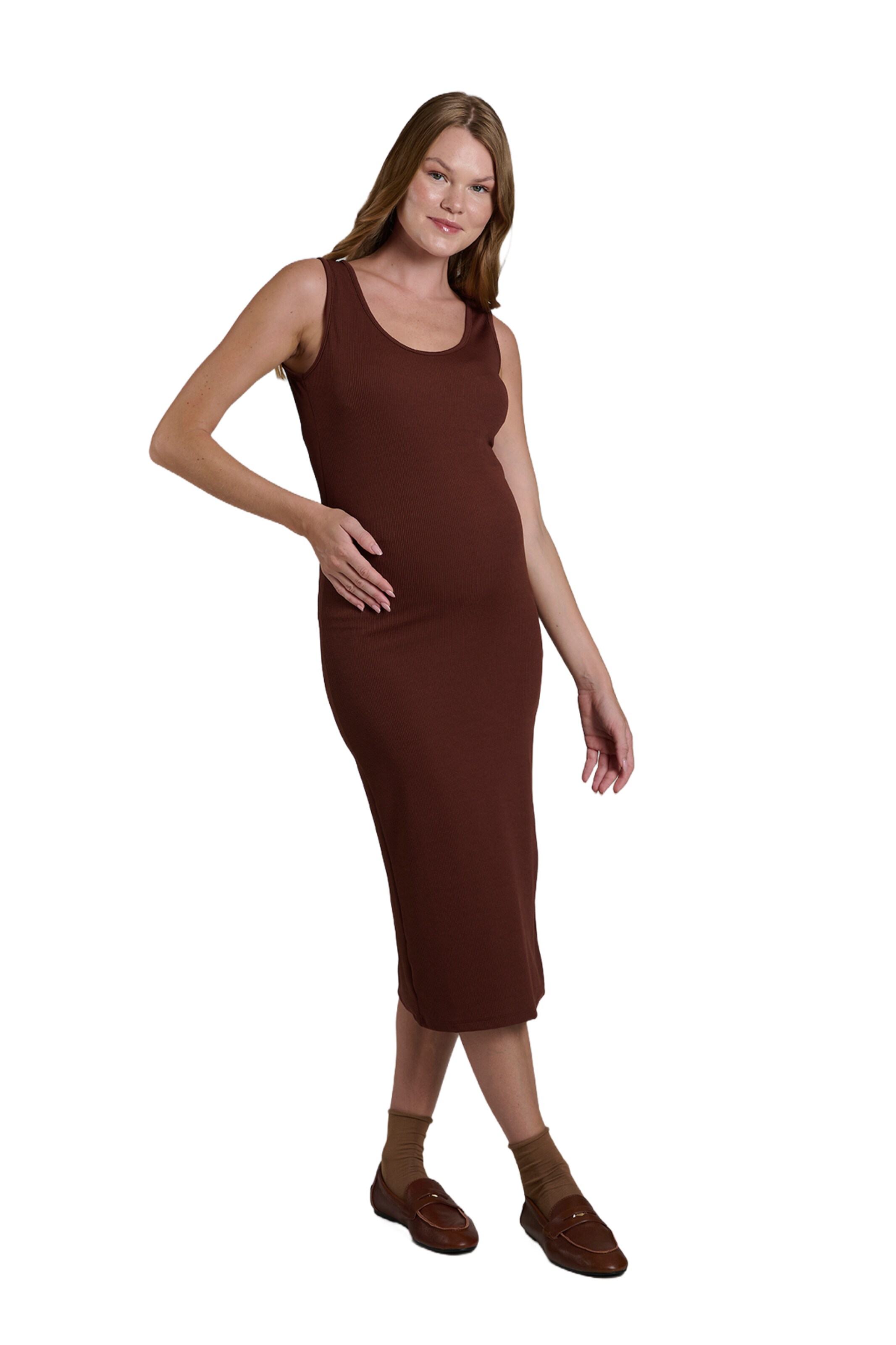 LYN MAMA Dress in Brown: front