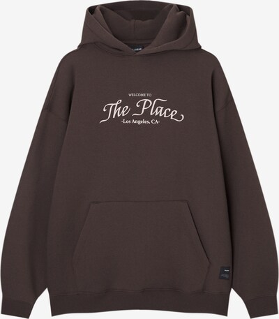 Pull&Bear Sweatshirt i mørkebrun / hvid, Produktvisning