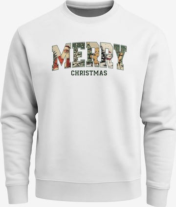 Neverless Sweatshirt 'Merry Christmas' in White: front