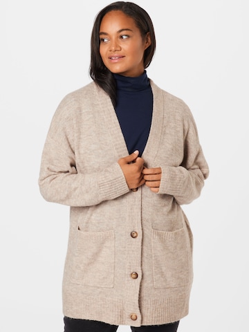 ABOUT YOU Curvy Knit Cardigan 'Rita' in Brown: front