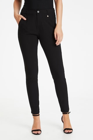 Coupe slim Pantalon 'Vicky' CULTURE en noir : devant