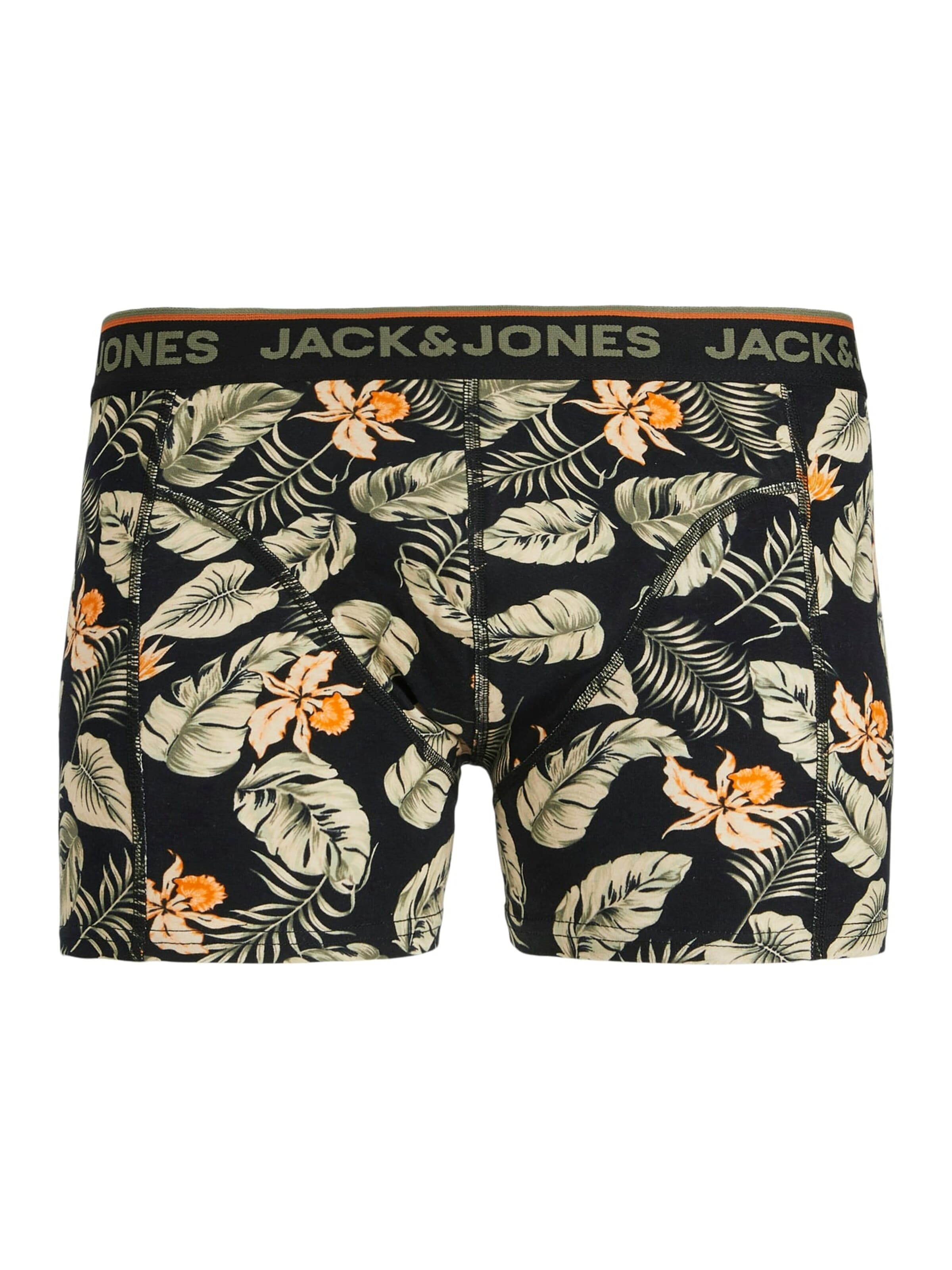 JACK & JONES Boxershorts 'Flower' in Zwart: voorkant