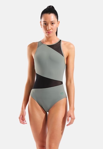 ARENA Bustier Badpak 'Mesh Vent Back Angle' in Groen: voorkant