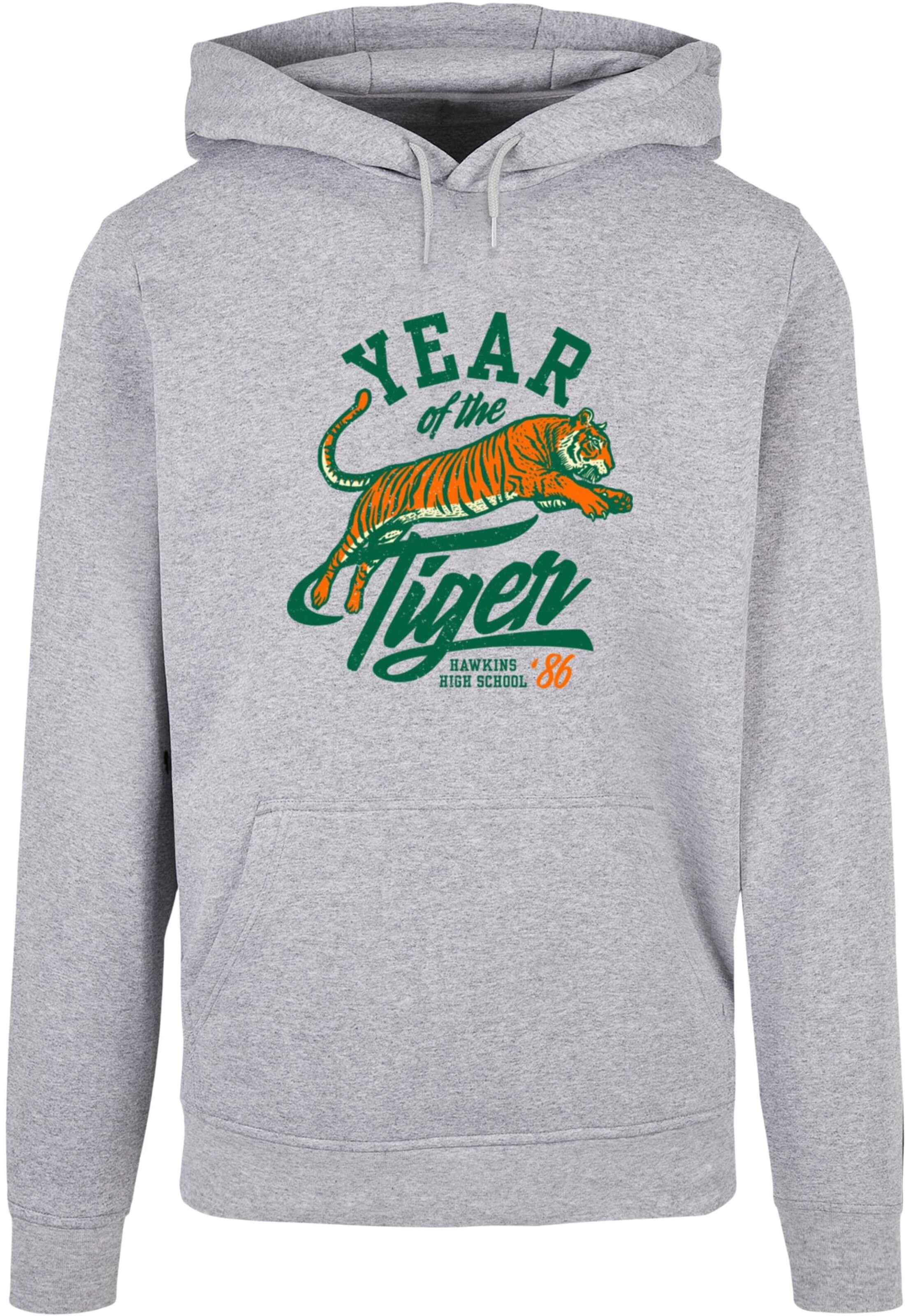 Sweat-shirt 'Stranger Things - Hawkins Year of The Tiger' ABSOLUTE CULT en gris : devant