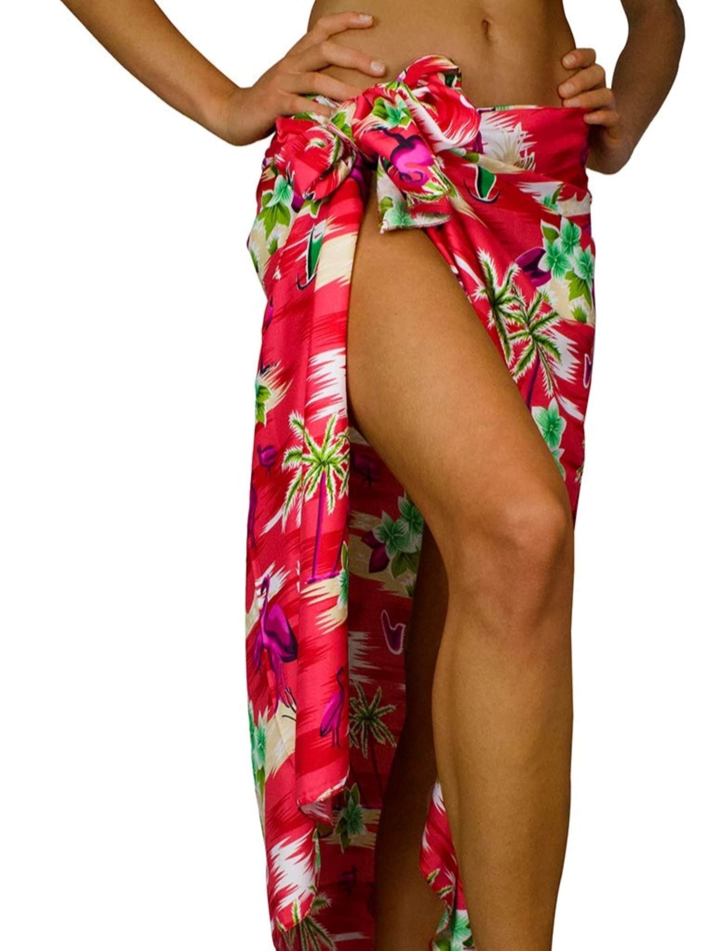 King Kameha Wrap 'Flamingos' in Red