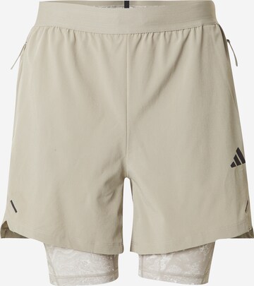 ADIDAS PERFORMANCE Regular Sportbroek 'Power Workout' in Grijs: voorkant