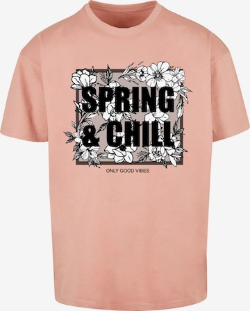 Merchcode T-Shirt 'Spring And Chill' in Pink: predná strana