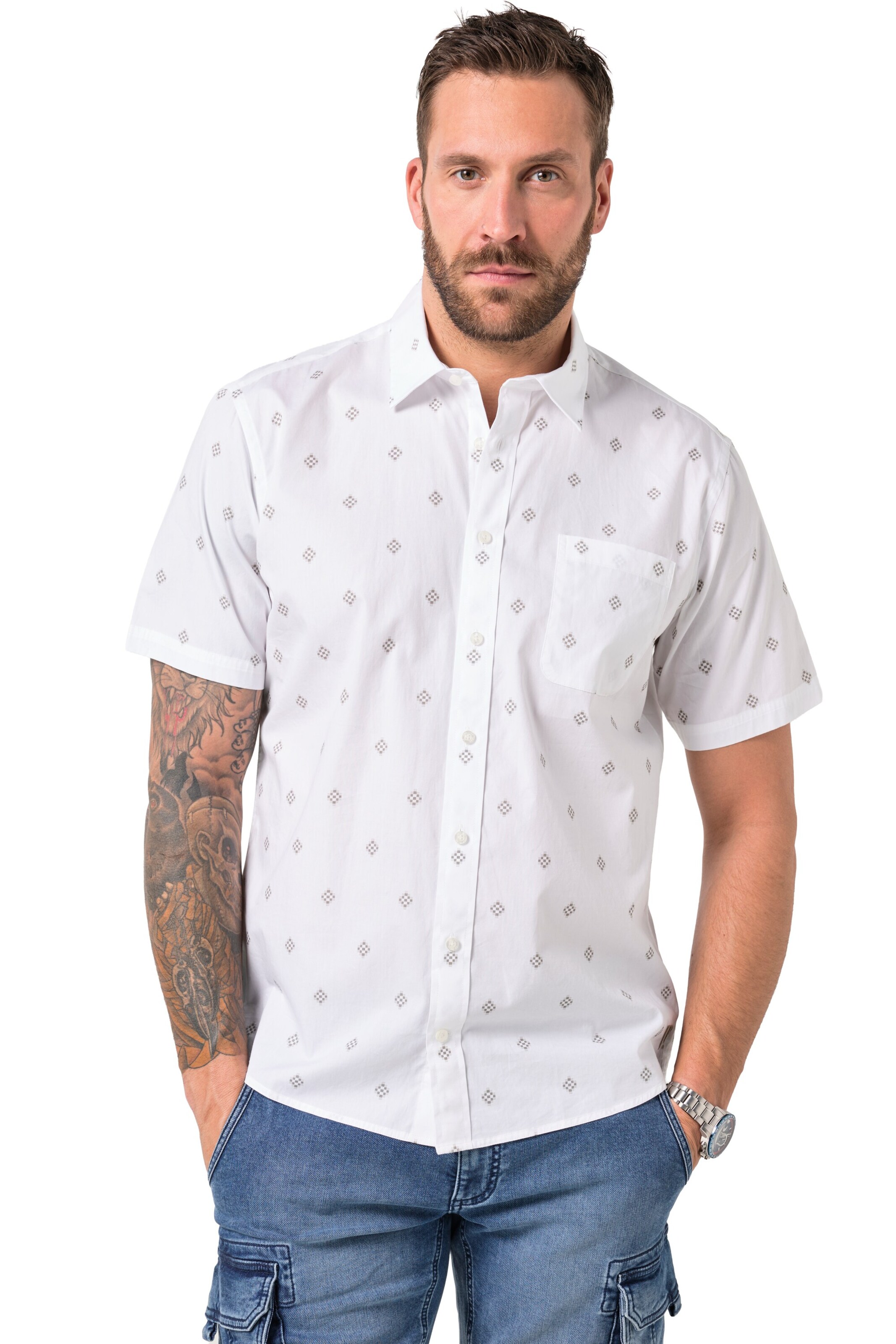 JP1880 Regular Fit Hemd in Weiß: Vorderseite