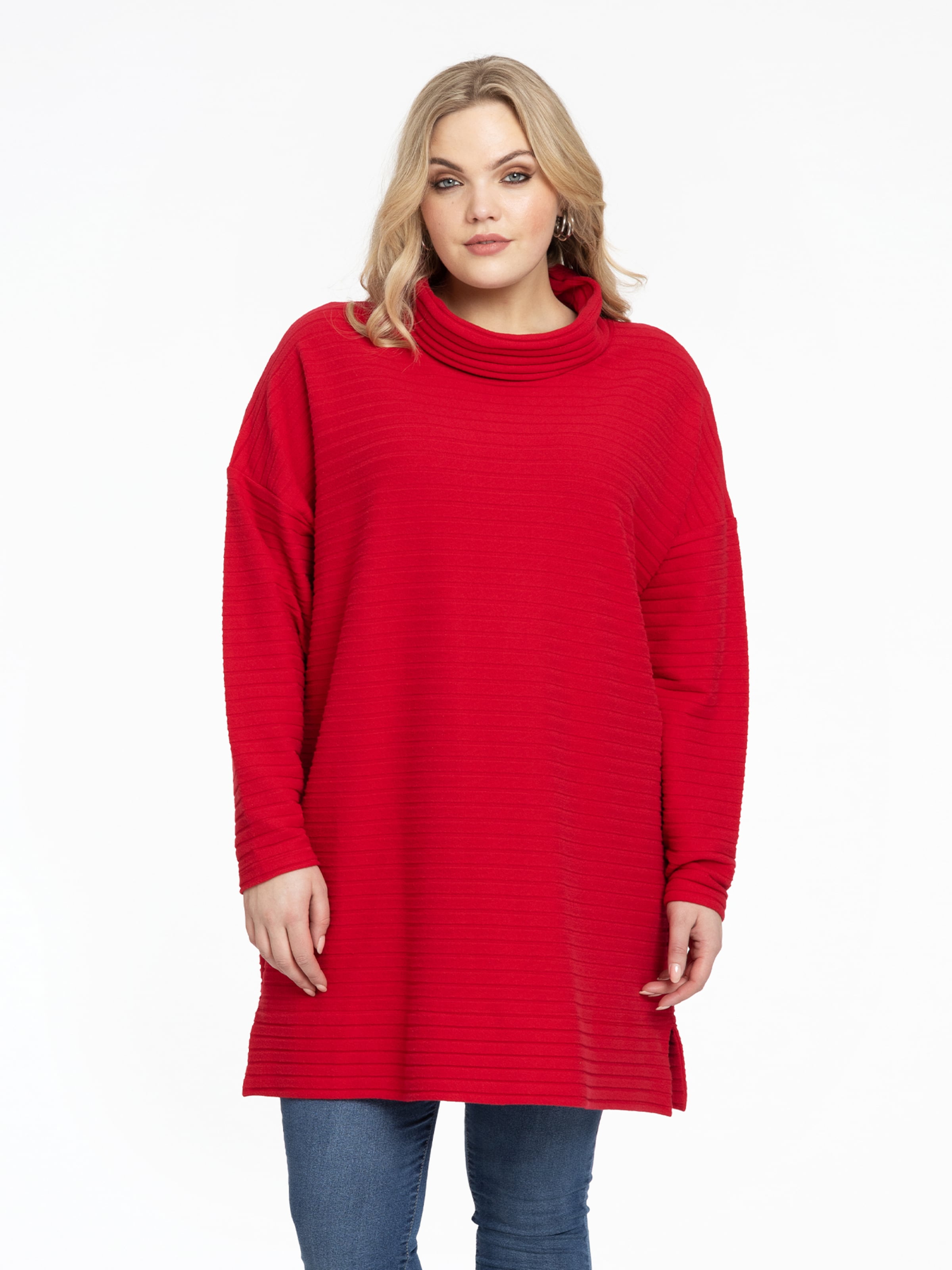 Pull-over ' hoher Kragen ' YOEK en rouge : devant