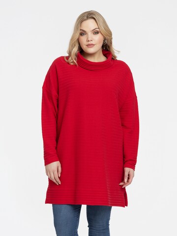 Yoek Sweater ' hoher Kragen ' in Red: front