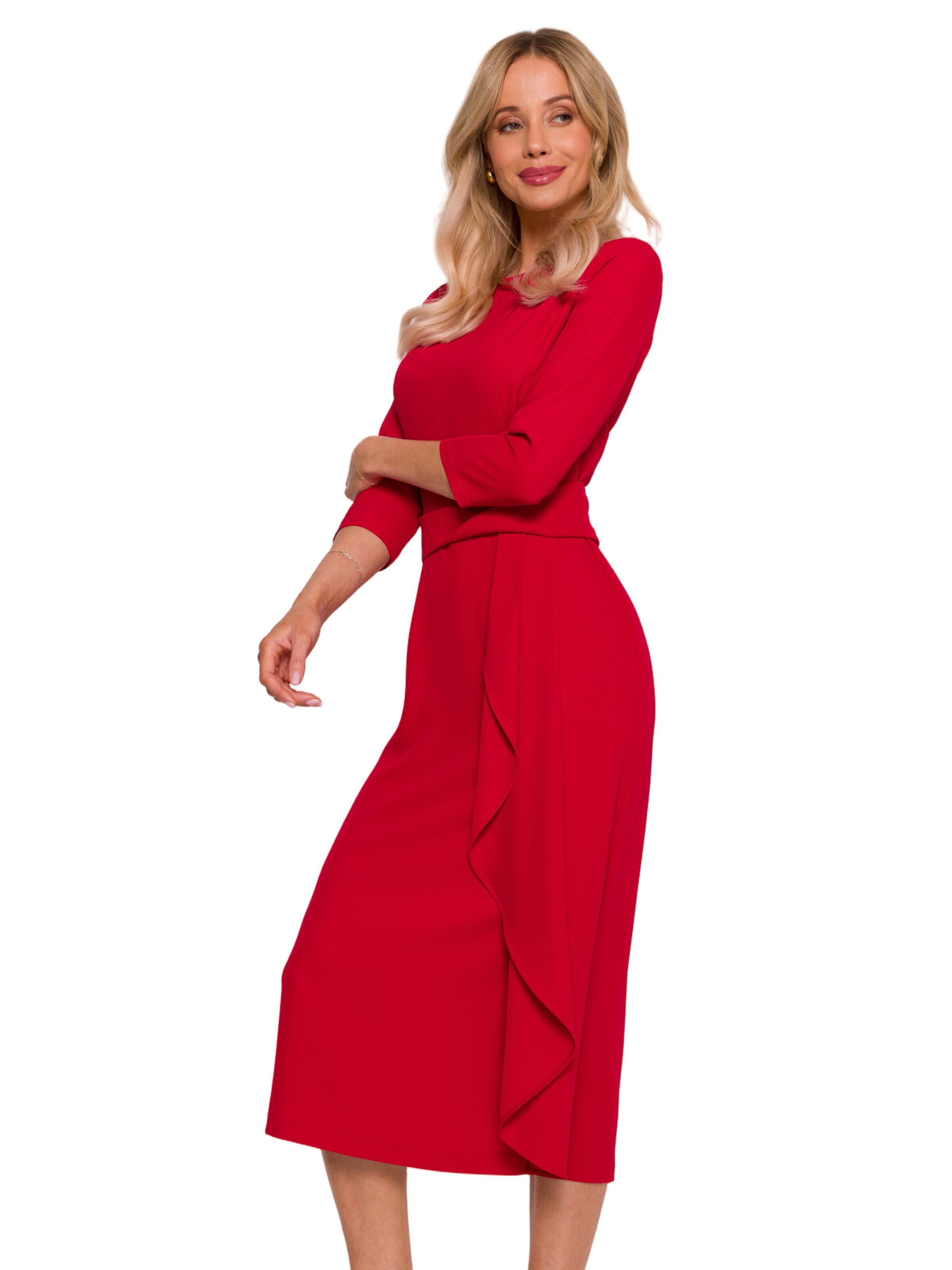 Stylove Šaty 'Sukienka z falbaną' – červená