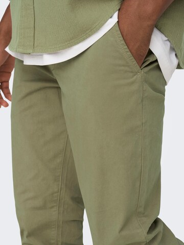 Coupe slim Pantalon chino 'Pete' Only & Sons en vert