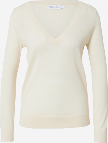 Pull-over Calvin Klein en beige : devant