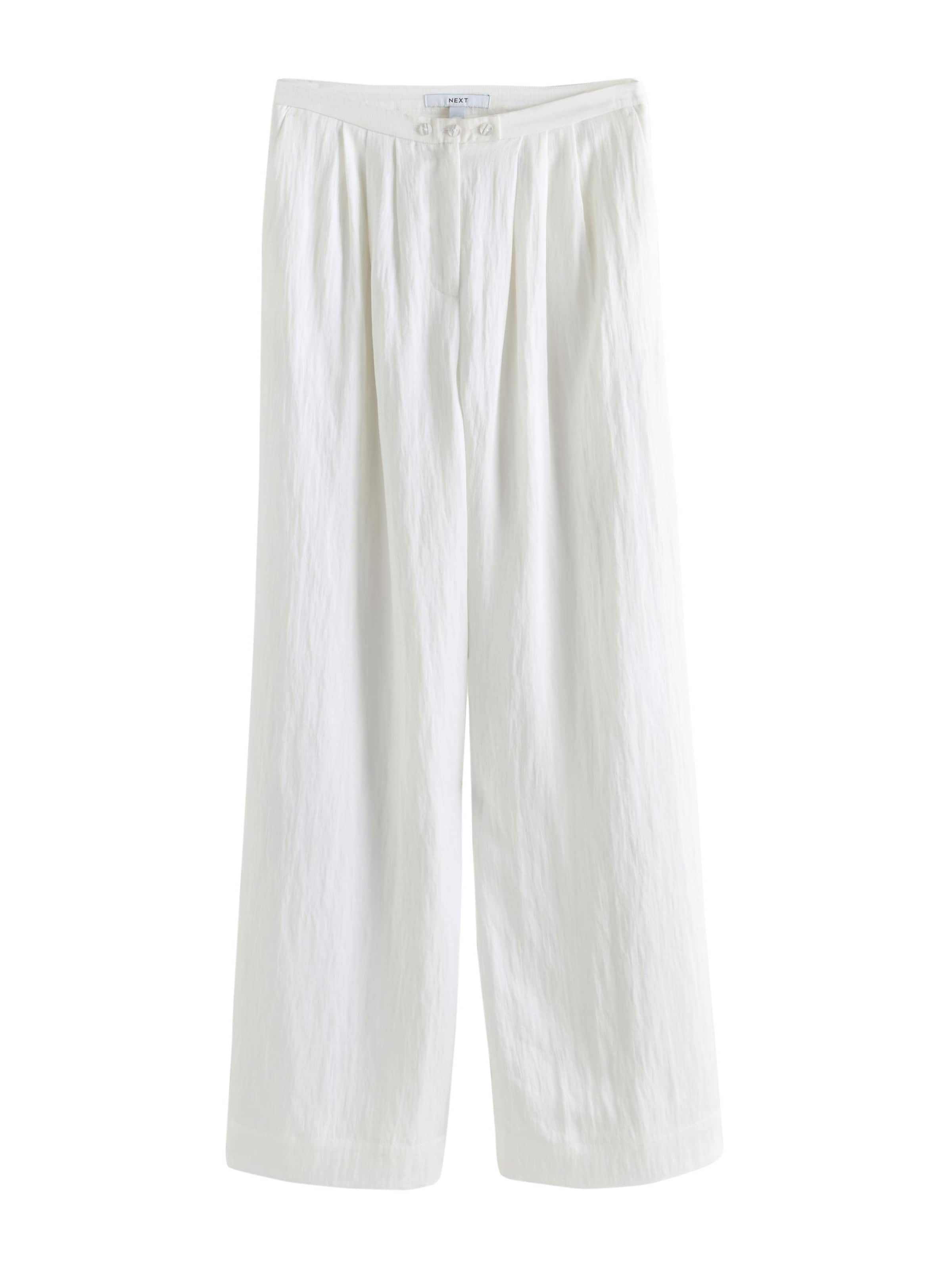 Next Pleat-Front Pants in White: front