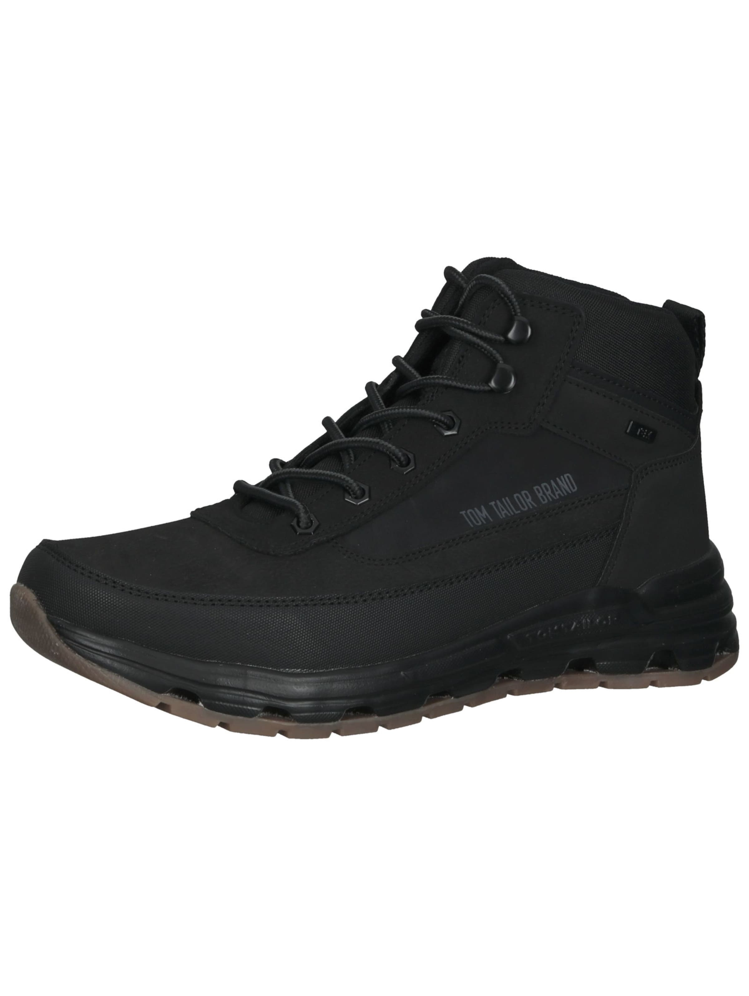 TOM TAILOR Šněrovací boty – černá: přední strana