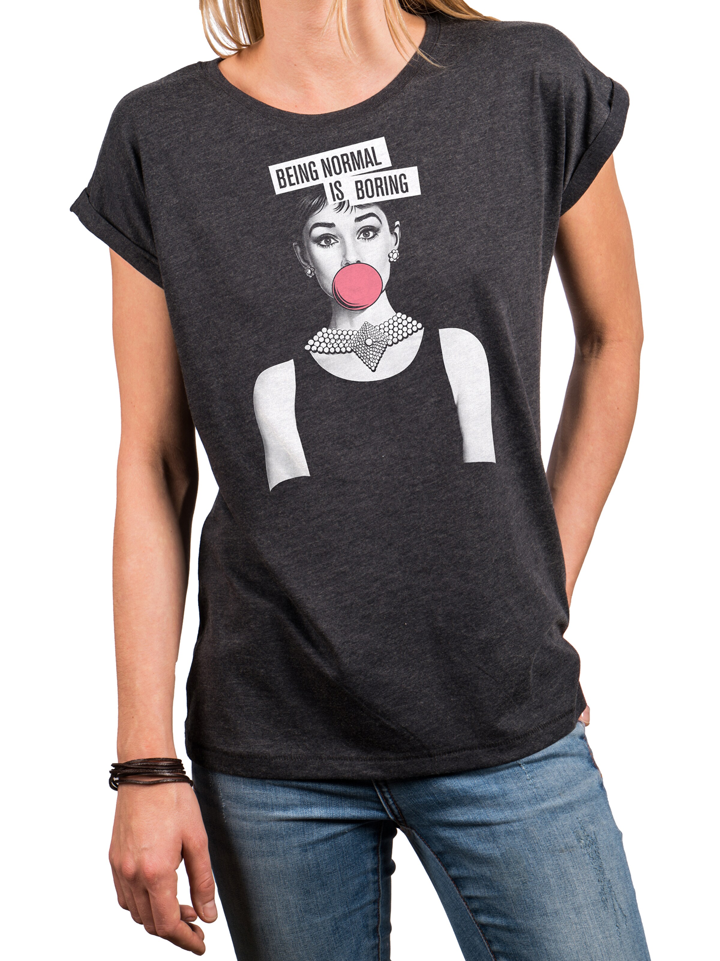 MAKAYA Shirt 'Normal is Boring' in Grey