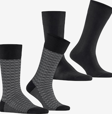 ESPRIT Socks 'Houndstooth 2-Pack' in Black: front