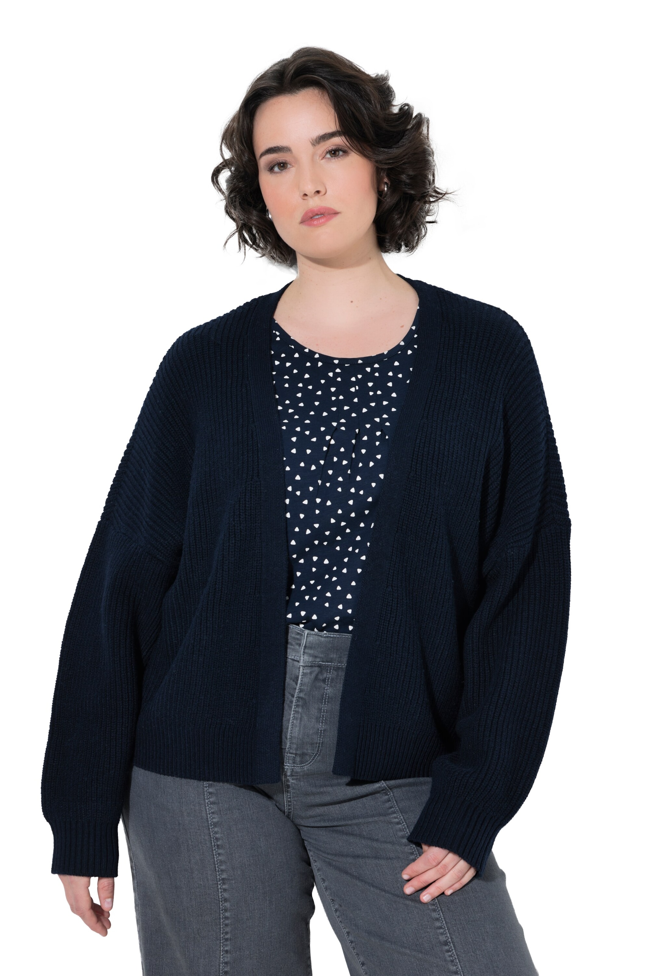 Ulla Popken Strickjacke in Blau: Vorderseite