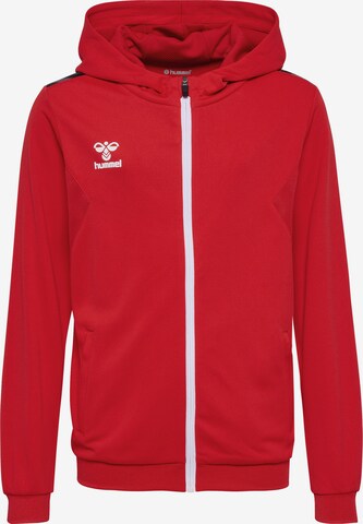 Hummel Athletic Zip-Up Hoodie in Red: front