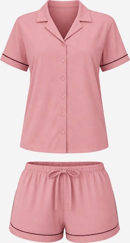 LEAFLETIC Short Pajama Set in Pink: front