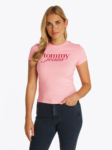 Tommy Jeans Póló 'ESSENTIAL' - rózsaszín: elől