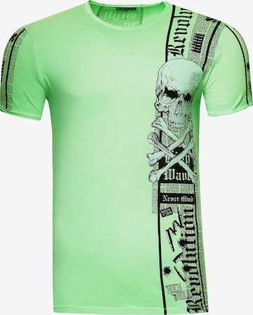 Rusty Neal T-Shirt im verwaschenen Look in Grün: predná strana