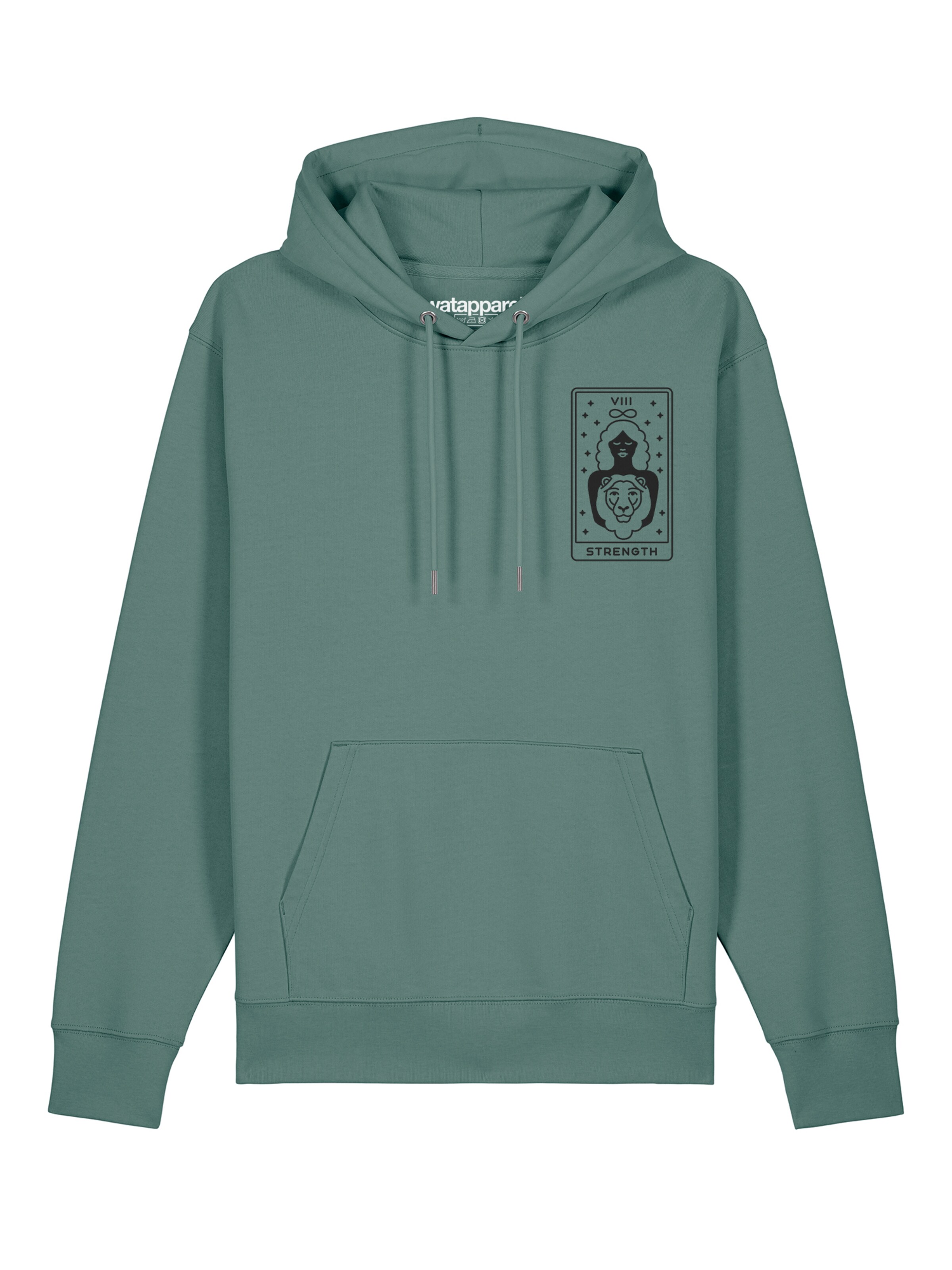 Watapparel Sweatshirt ' Tarot Strength ' in Groen: voorkant
