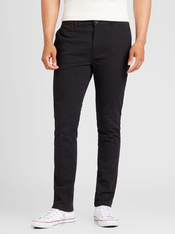 TOPMAN Regular Chino Pants in Black: front