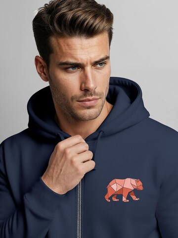 Neverless Sweatjacke 'Bär Polygon'‌‌‌‌‌‌‌‌‌‌ in Blau