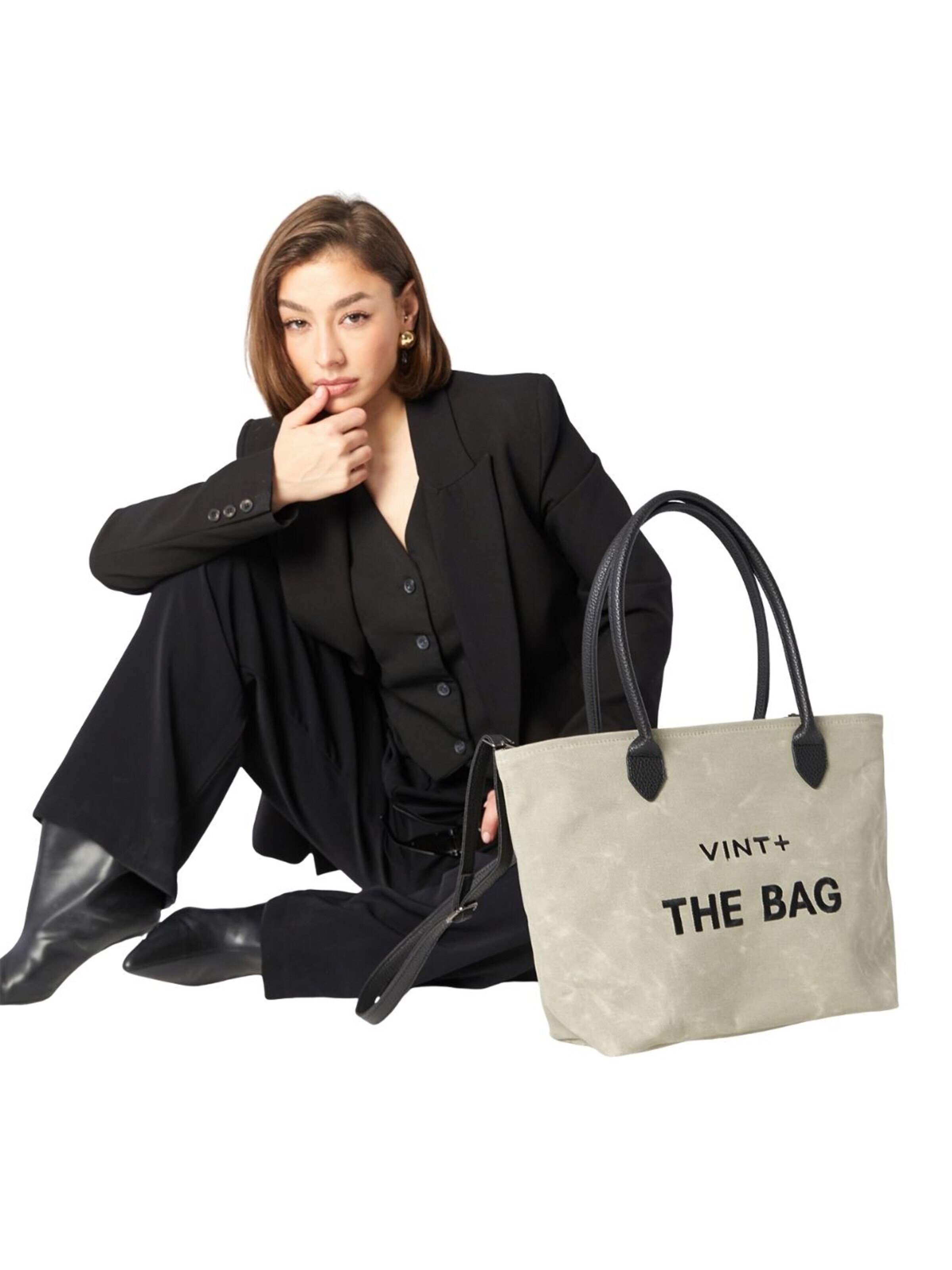 VINT+ Handbag 'Fine Bag Big' in Grey