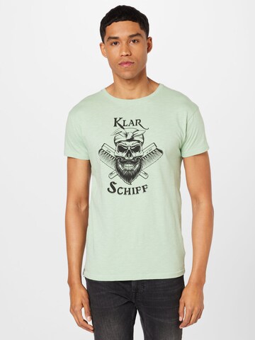 Derbe T-Shirt 'Klar Schiff' in Grün: predná strana