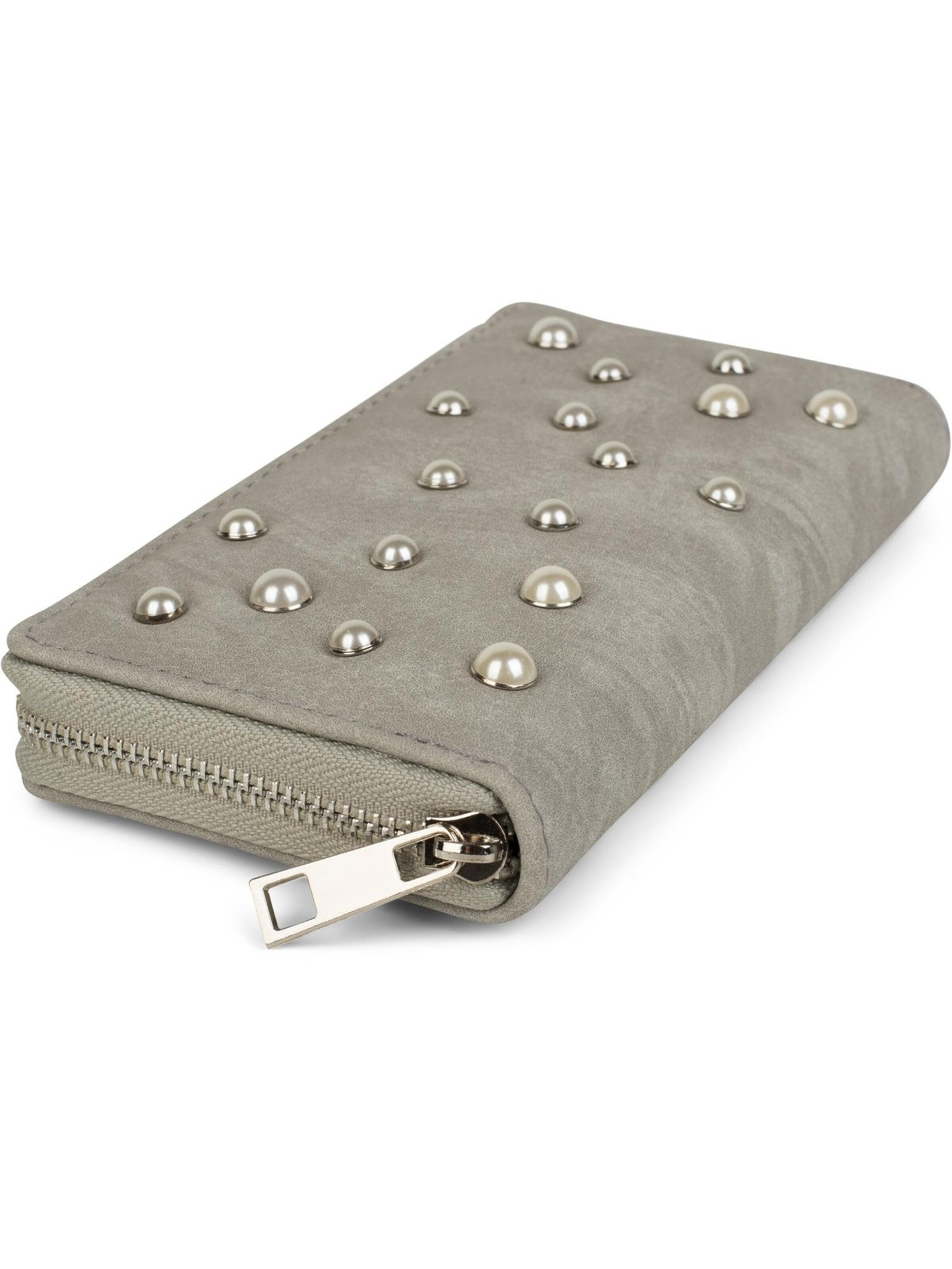 styleBREAKER Portemonnaie 'Geldbörse mit Perlen besetzt'‌‌‌‌‌‌‌ in Grau