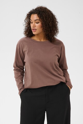 KAFFE CURVE - Camisa 'Hellen' em castanho: frente