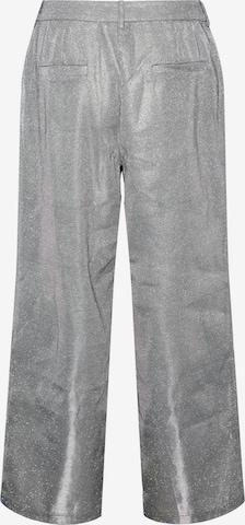 PIECES Wide leg Pants 'GLITTY' in Grey