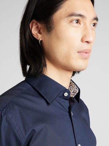 BOSS Slim fit Button Up Shirt 'HANK' in Blue