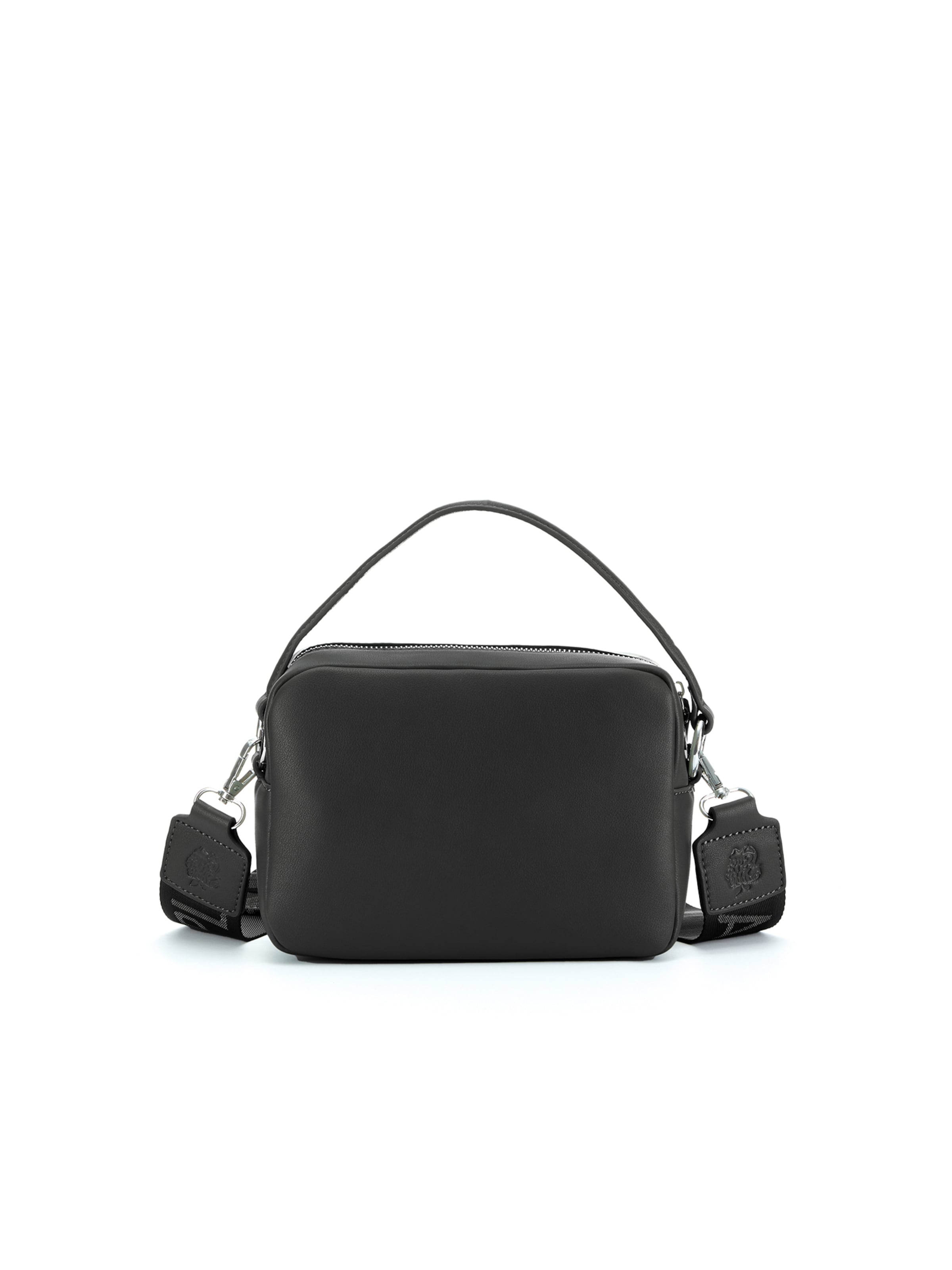 Apple of Eden Tasche 'BRÜSSEL', hochwertige silberfarbene Metalldetails in Schwarz: Vorderseite