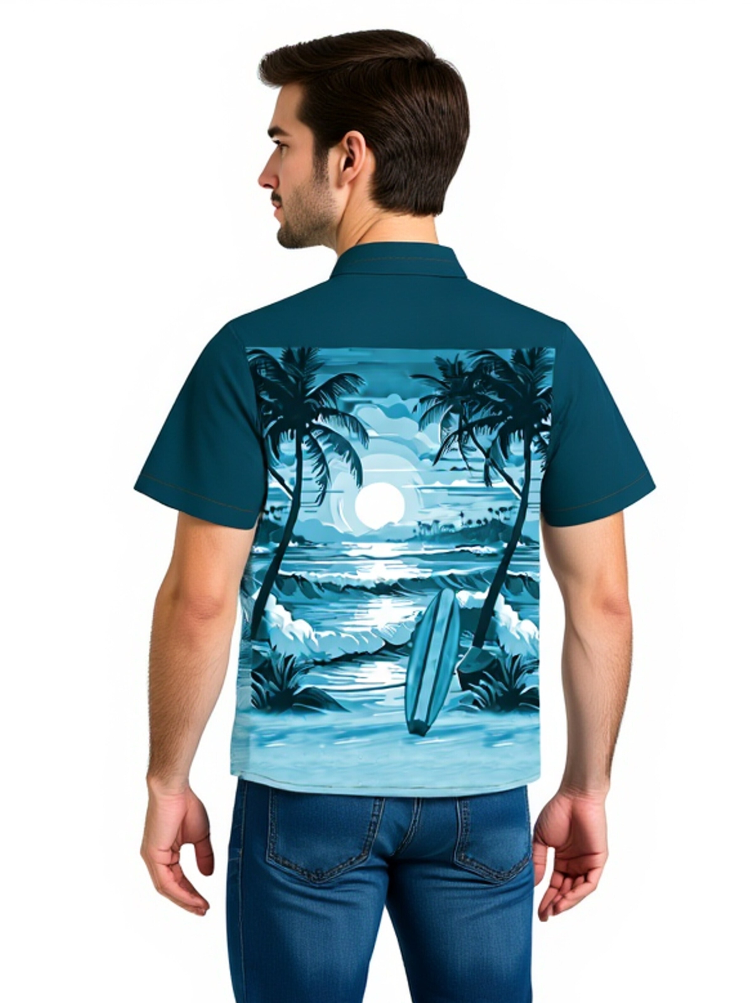 Coupe regular Chemise 'Hawaiihemd "Beach Day"' Hawaiihemdshop.de en bleu