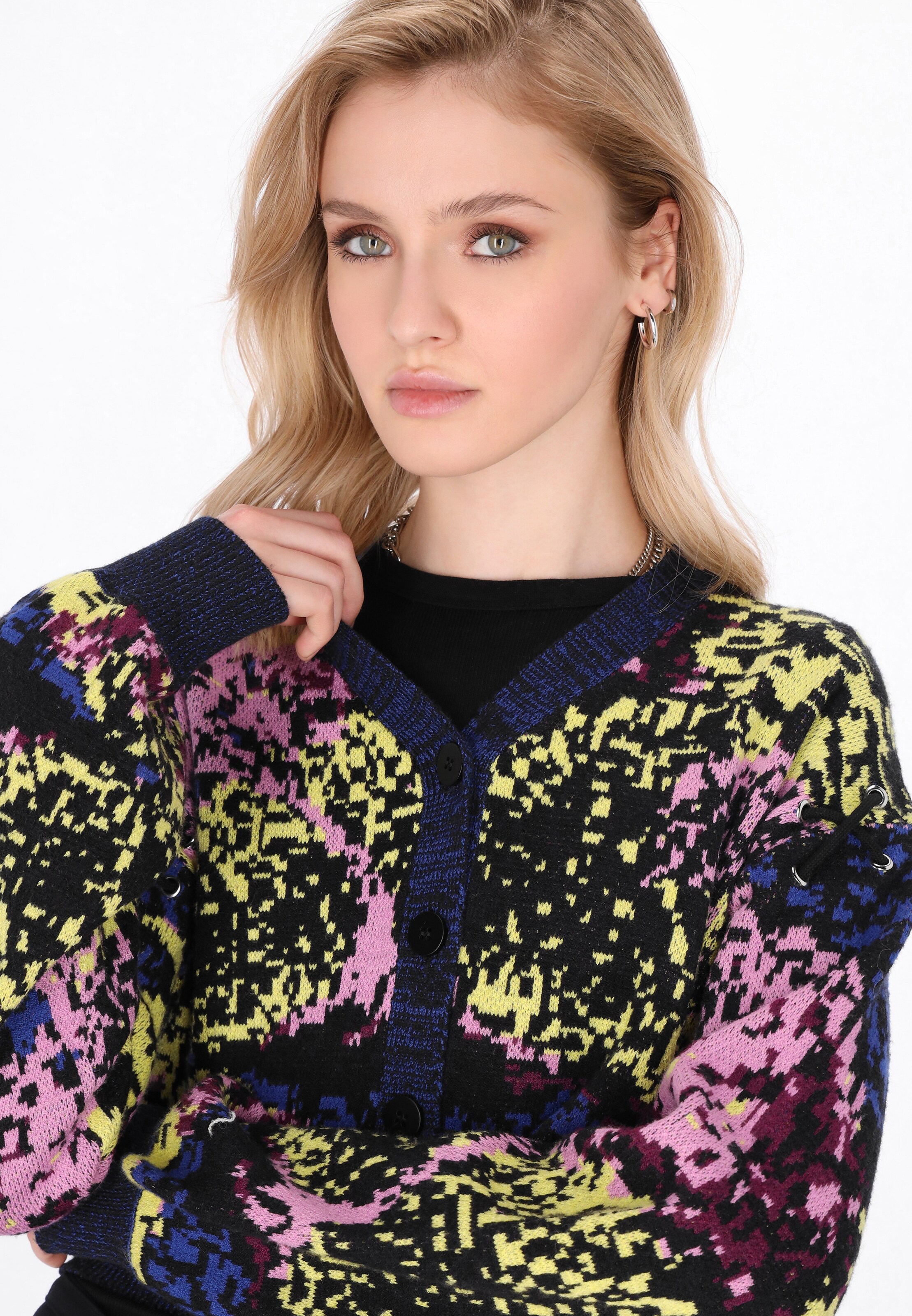 myMo ROCKS Πλεκτή ζακέτα σε ανάμεικτα χρώματα