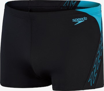 SPEEDO Athletic Swim Trunks in Black: front