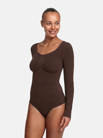 cfab Shapingbody 'Bodysuit Sculpting Shapewear Longsleeve mit Slip' i brun