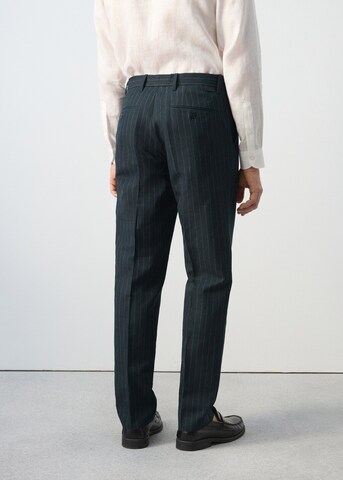 MANGO MAN Regular Pleated Pants 'Hans' in Blue