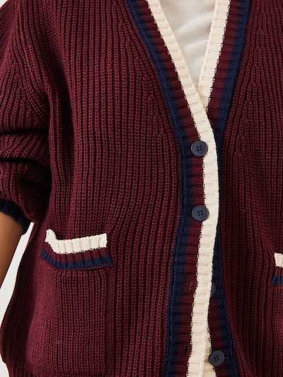 Geacă tricotată Bianco Lucci pe bleumarin / roșu burgundy / alb, Vizualizare produs