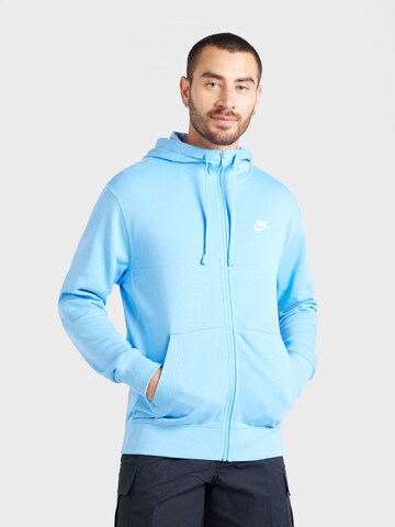 Nike Sportswear Regular Fit Sweatjakke 'Club' i blå: forside