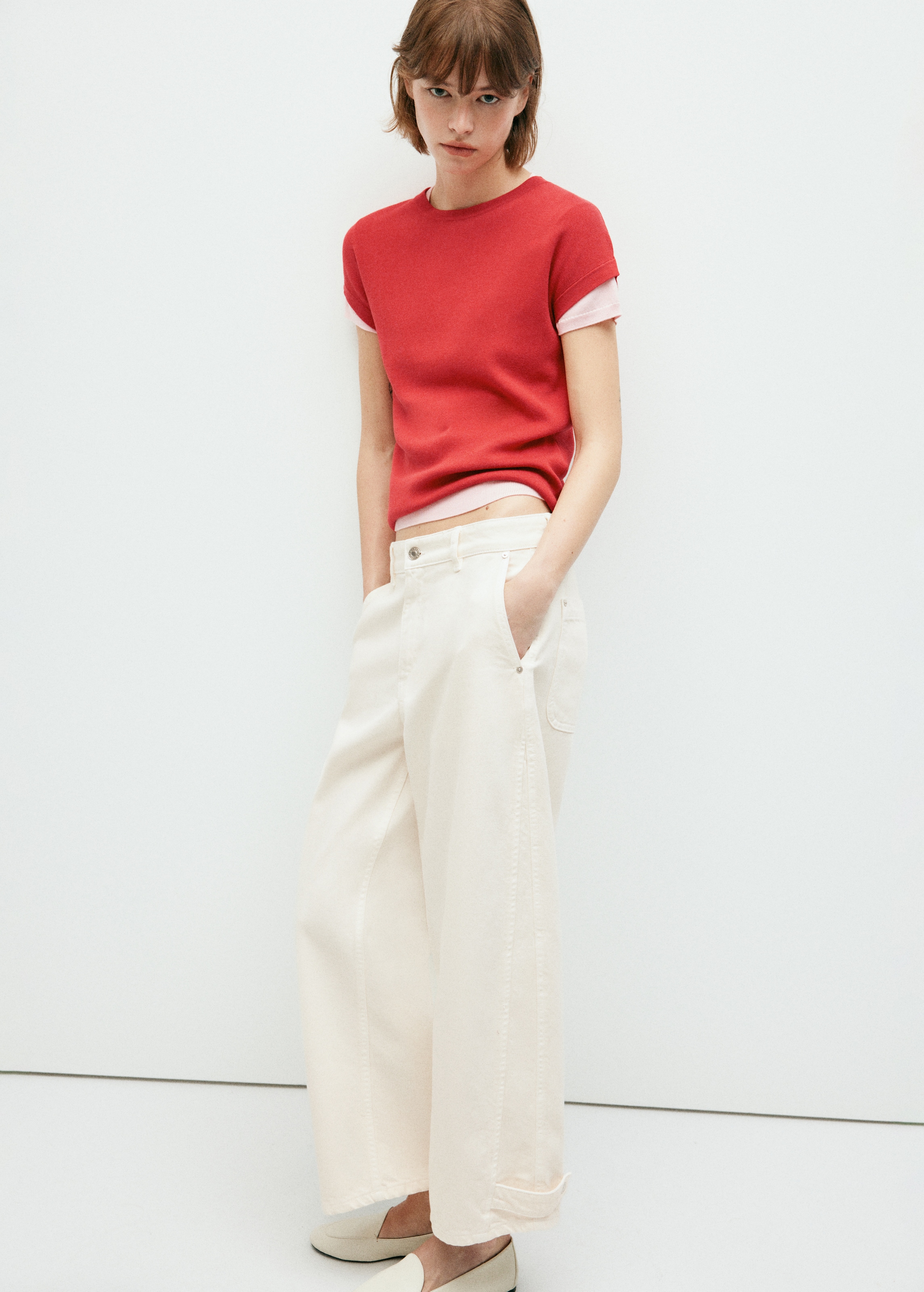 MANGO Regular Jeans 'CLOTILDE' in Beige: voorkant