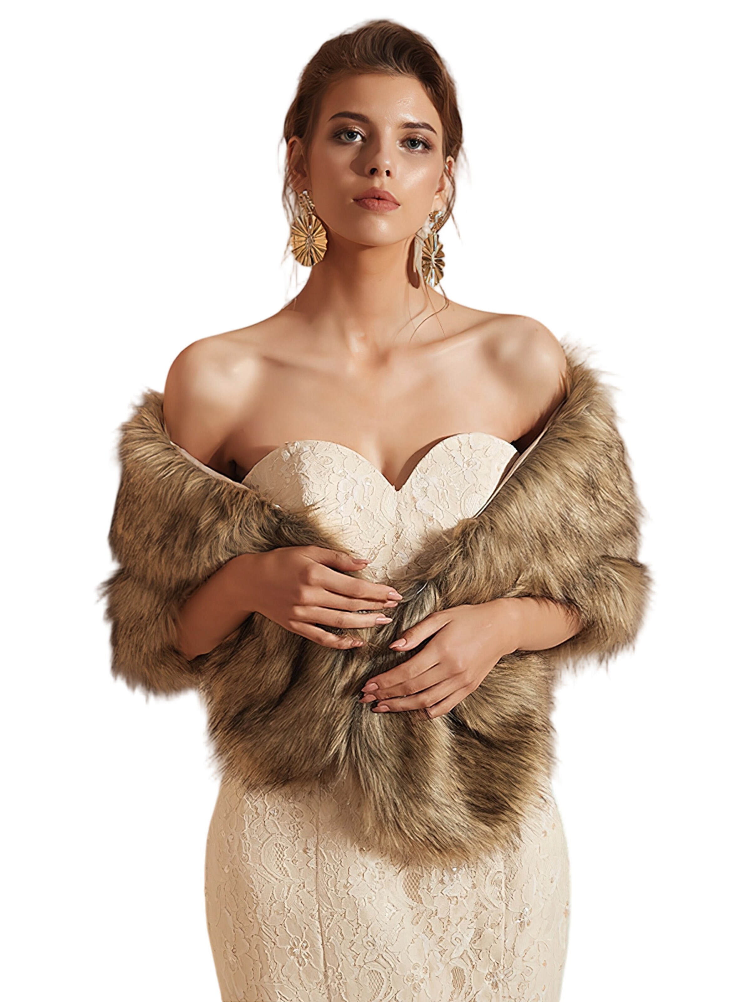 Magicshe Wrap 'Winter Dicker Kunstfell Stola' in Red