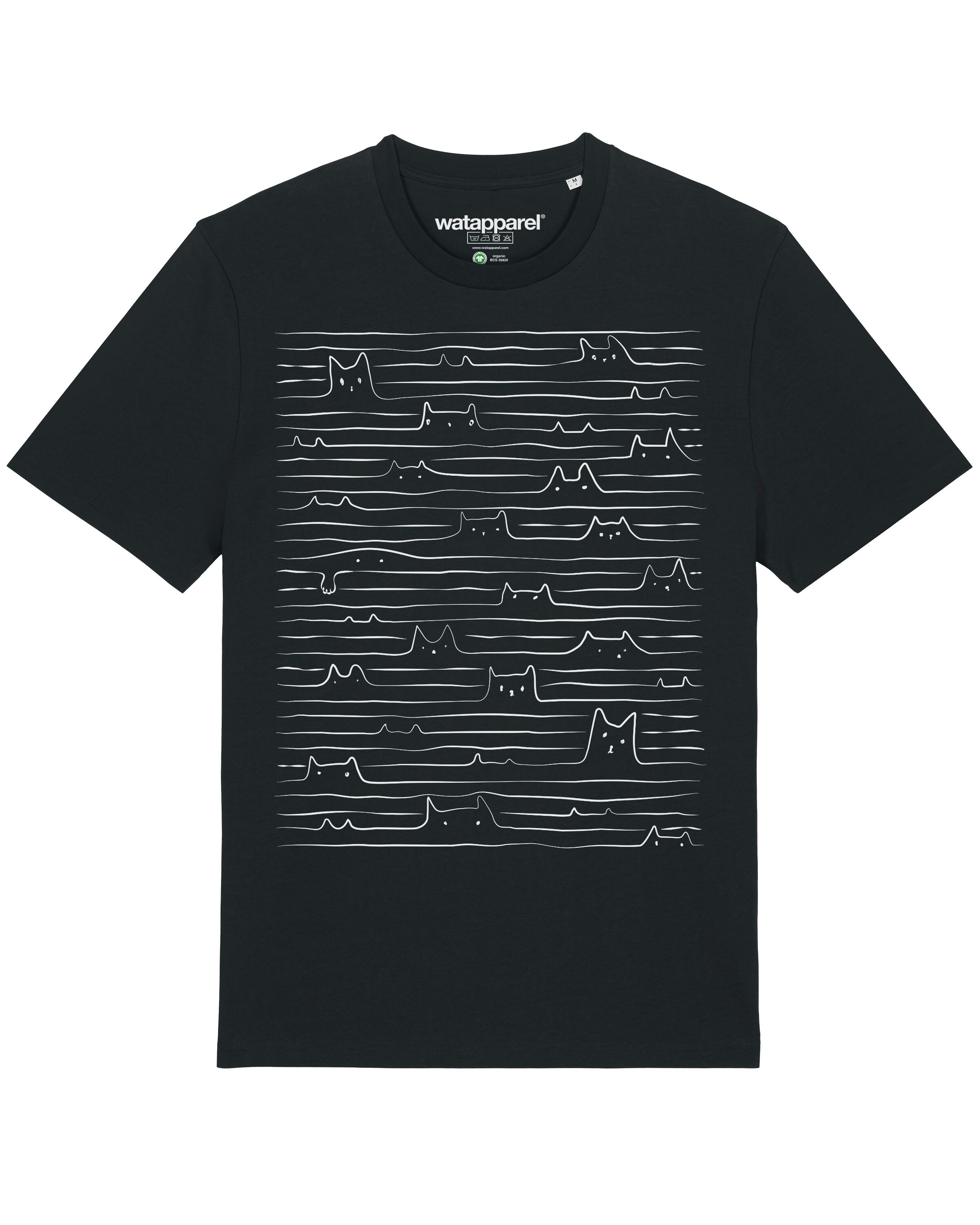 Maglietta ' Doodle Cats ' di Watapparel in nero: frontale