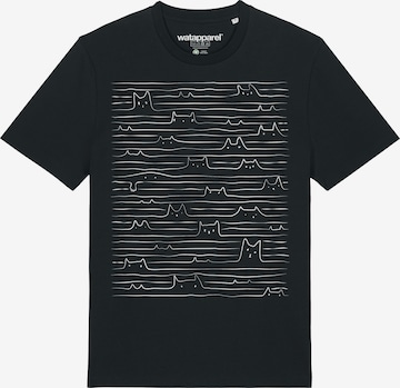 Maglietta ' Doodle Cats ' di Watapparel in nero: frontale