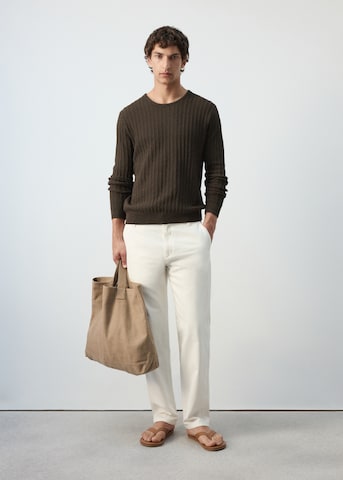 MANGO MAN Sweter w kolorze brązowy